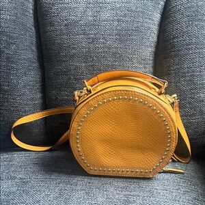 INC International Concepts Mustard Yellow Round Studded Crossbody Bag